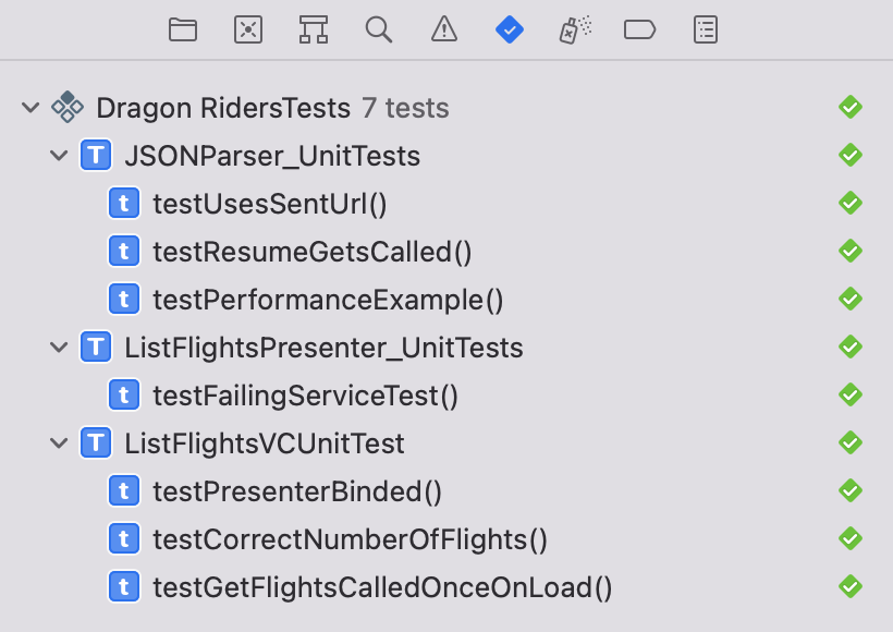 Your tests in the navigator panel